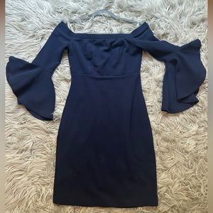 Flattering navy blue dress!!